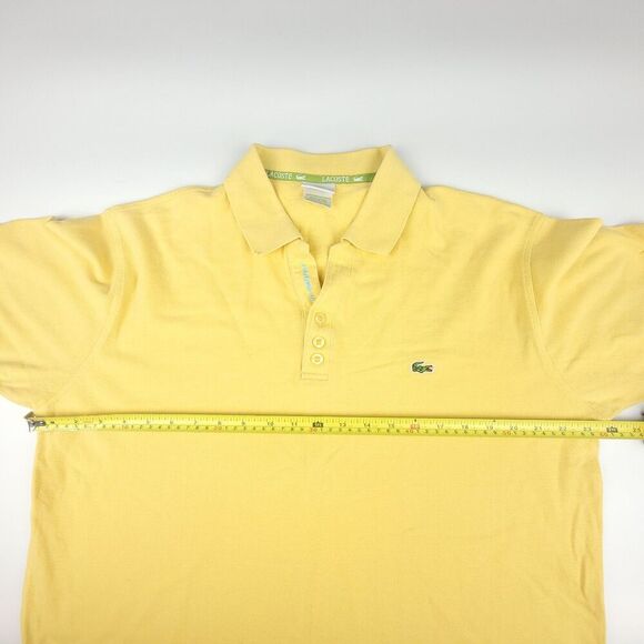 LACOSTE Short Sleeve Pique Cotton Polo Shirt Classic Old Money Preppy Yellow 2X - Picture 5 of 10